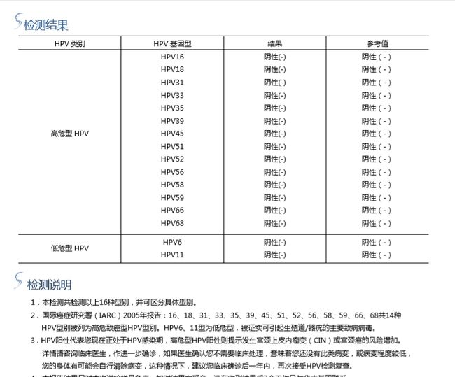 宫颈癌筛查结果