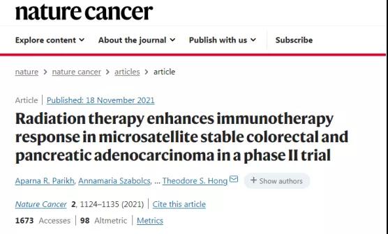 免疫治疗无效的结肠癌和胰腺癌可因免疫联合放疗获益,美国医学前沿